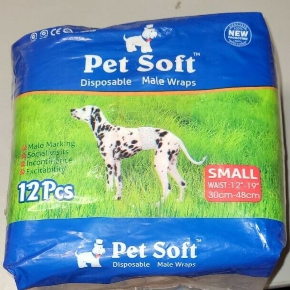 12 Pack Dog Wraps Doggie Diapers Pet Soft Disposable Male Wrap Dog Diaper Small